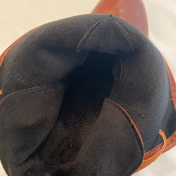 Boutique cognac western boots. Sz 6.5 Leather wraps faux leather and sue… - Picture 14 of 14